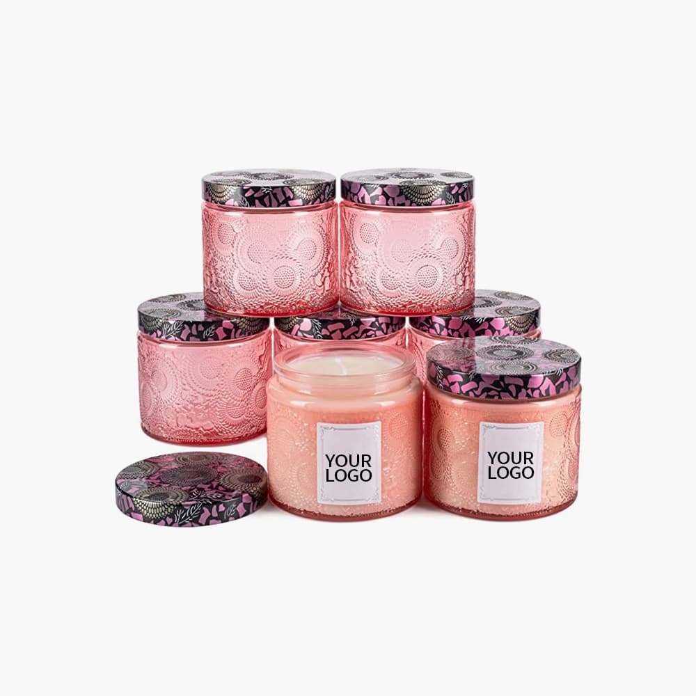 colored embossed luxury candle jars