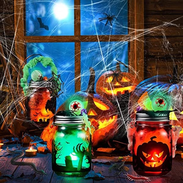 spooky halloween mason jar candles