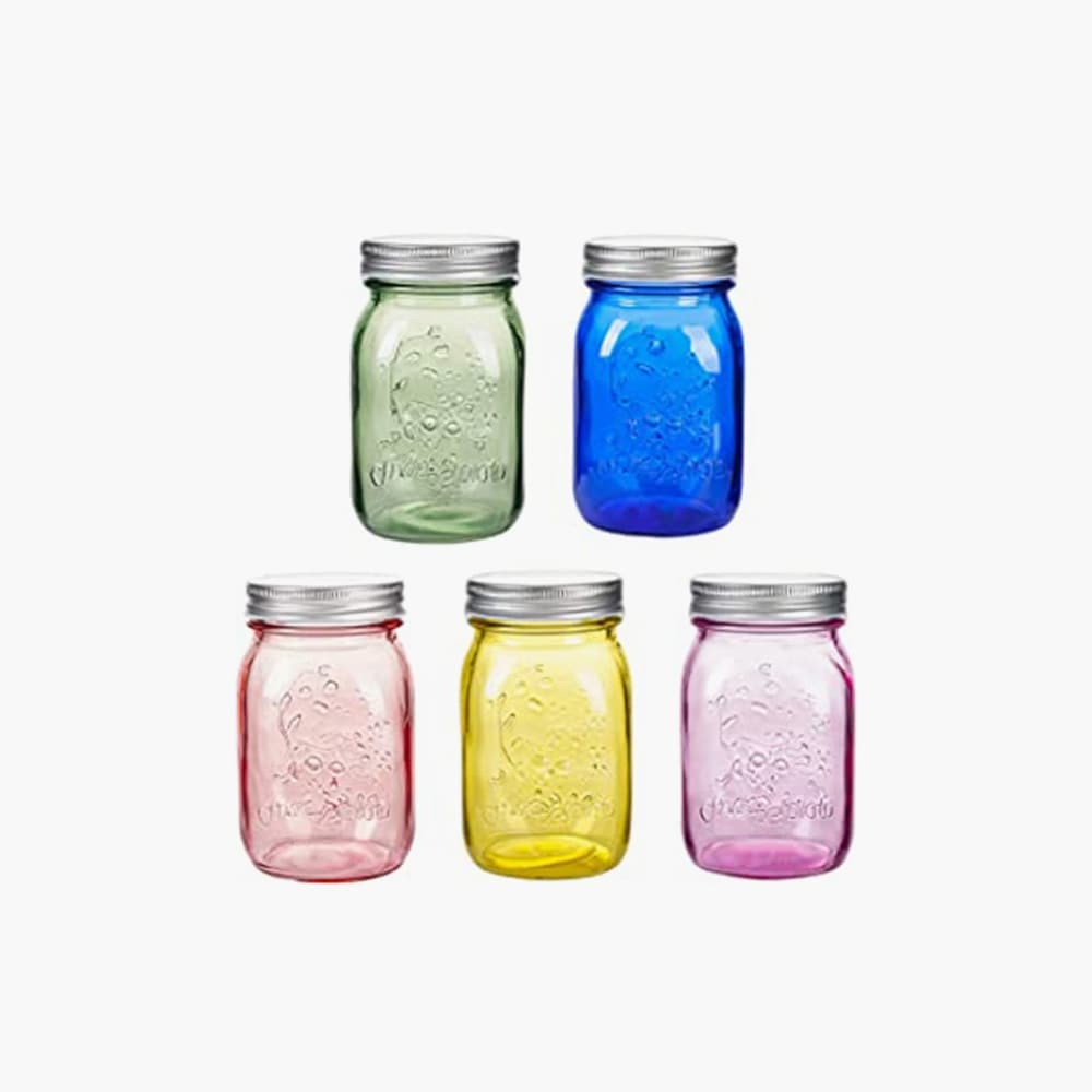 colorful mason candle jars