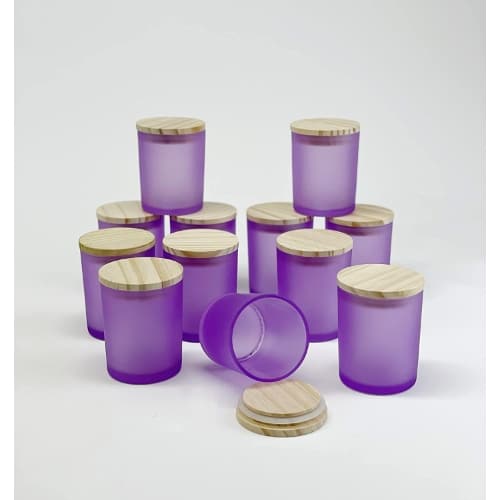 purple frosted candle jars