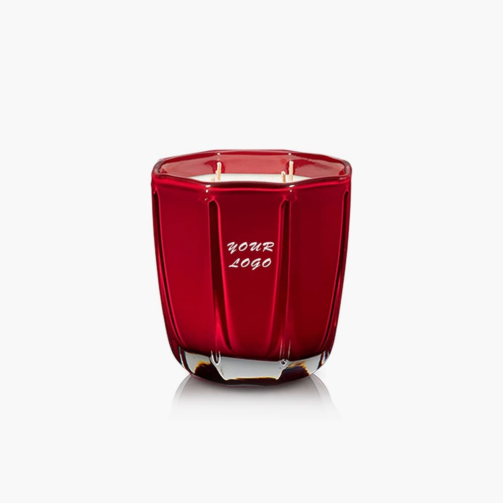 hexagon red candle jar