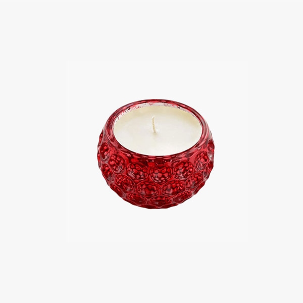 apple shaped embossed red candle jar