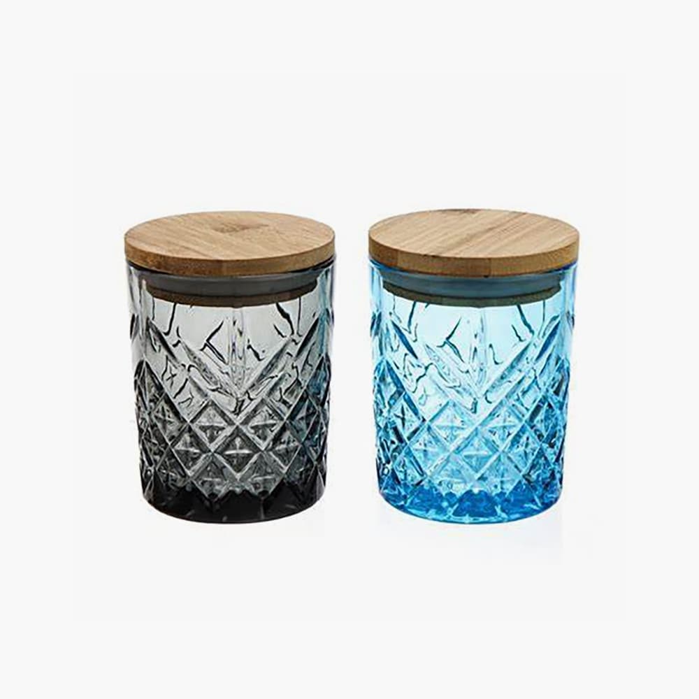 embossed luxury candle jars with bamboo lids