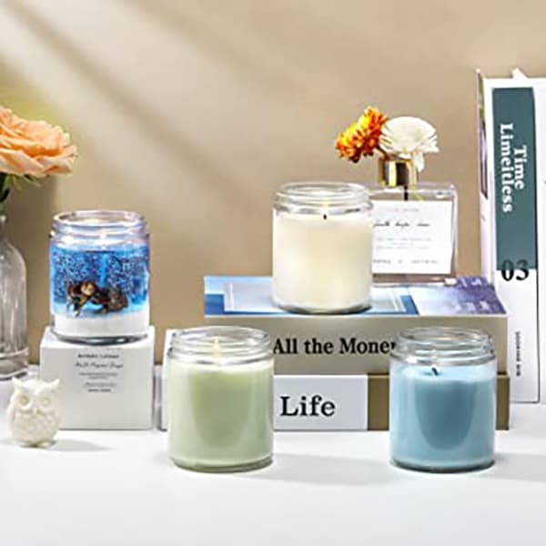 scented 10oz candle jars in study