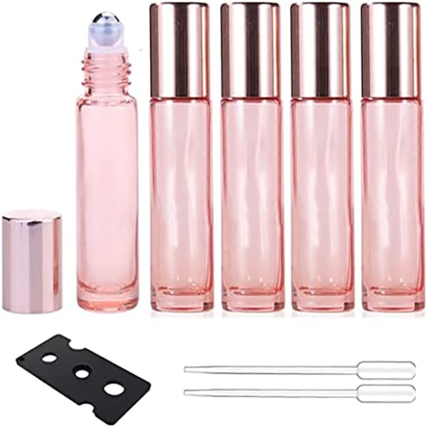 pink perfume oil bottles
