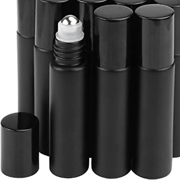 black perfume oil bottles