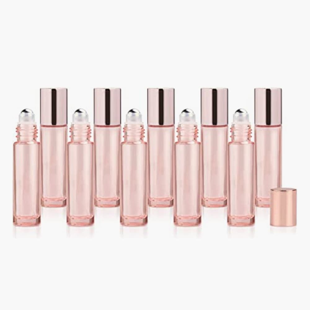 pink perfume oil bottles