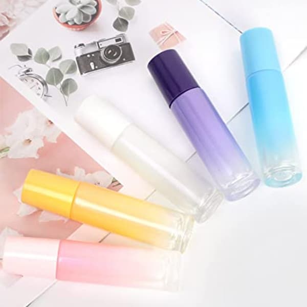 different colors roll on perfume bottles