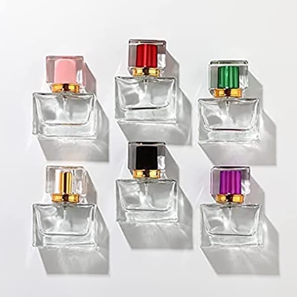 luxury perfume bottles with different colored  caps