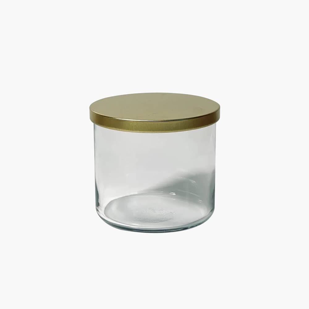 3 wick candle jar with gold lid