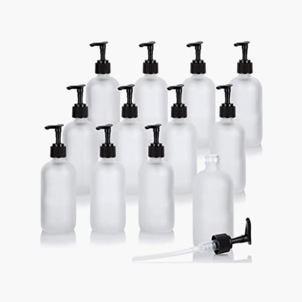 frosted lotion bottles with balck pumps