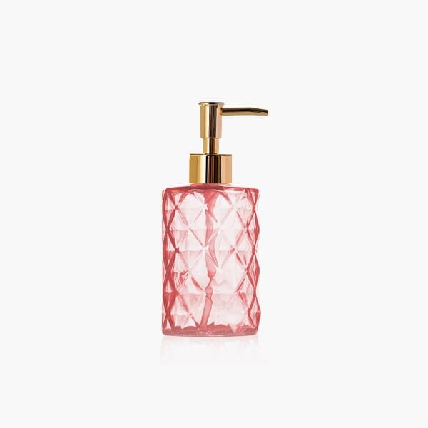 pink body lotion bottle with pump