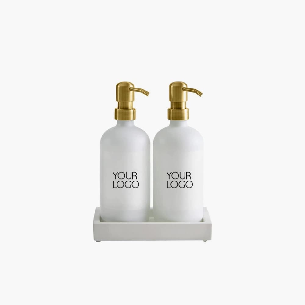 white lotion bottles with metal pump