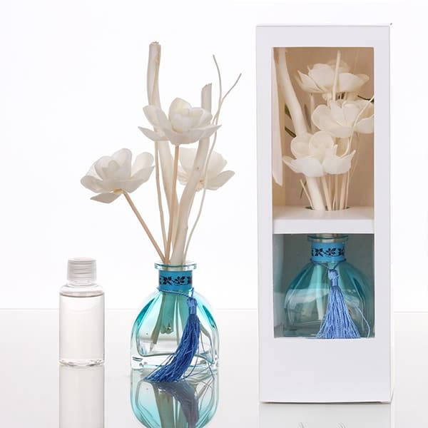 blue diffuser bottle with box