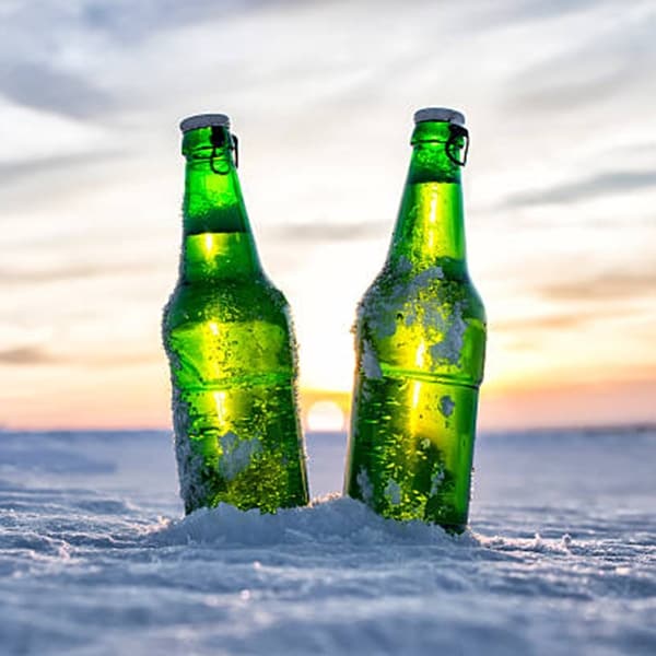 green glass beer bottles outdoor