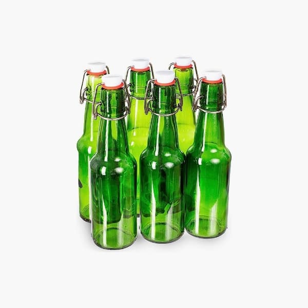 green glass beer bottles