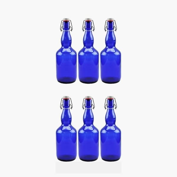 blue flip top beer bottles