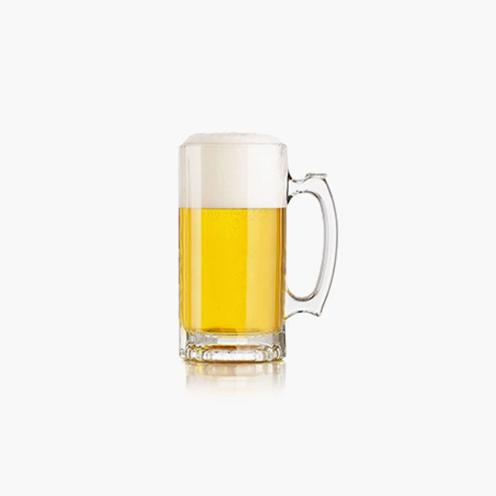 glass beer mug with handle