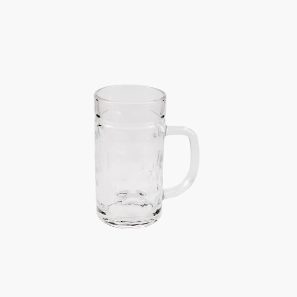 cylindrical beer glass with handle