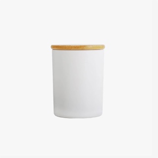 matte white glass candle jars with bamboo lids