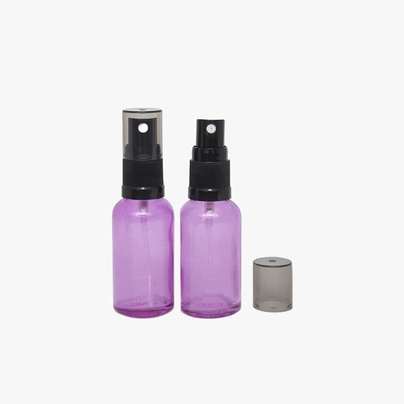 30ml purple glass perfume bottles black plastic top