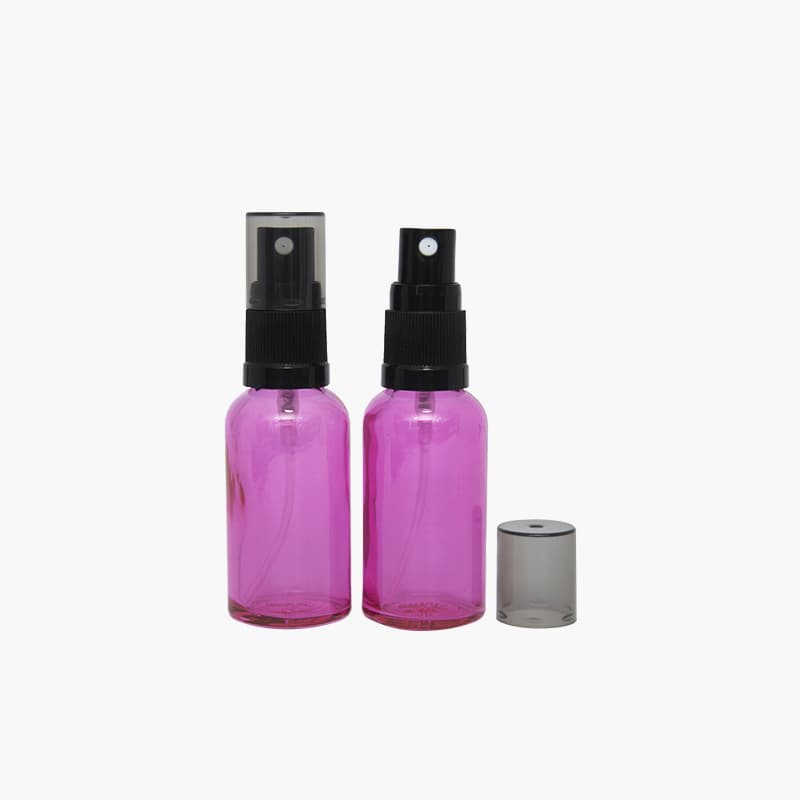 30ml pink glass perfume bottles black plastic top