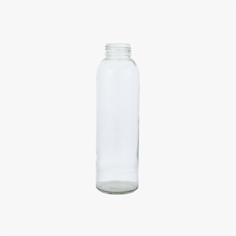 clear glass water bottle