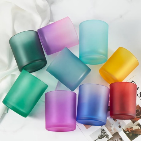 frosted colored candle jars