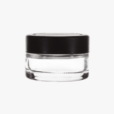 1oz Child-Resistant Flat Lid Jar with Black Lid
