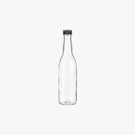 12.5oz (375 ml) Woozy Round Glass Bottle with Black Cap