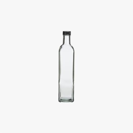 17oz (500 ml) Square Glass Bottle with Black Cap