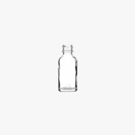 1oz (30ml) Flint (Clear) Boston Round Big Bead Glass Bottle