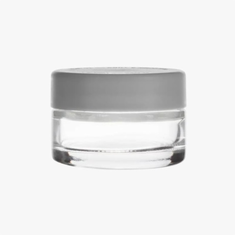 1oz Child-Resistant Flat Lid Jar with Gray Lid