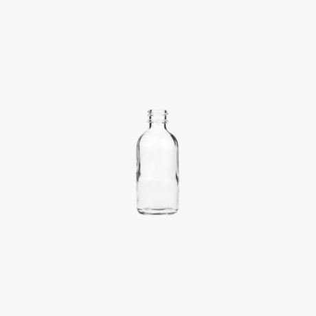 2oz (60ml) Flint (Clear) Boston Round Glass Bottle