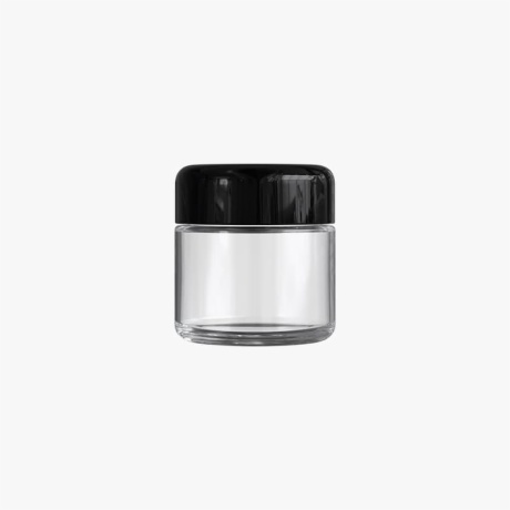 2oz Child Resistant C-Class Jar with Plastic Shiny Black Lid