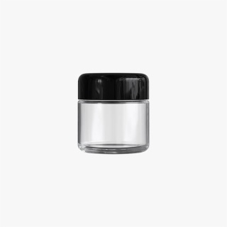 2oz Child Resistant C-Class Jar with Plastic Shiny Black Lid