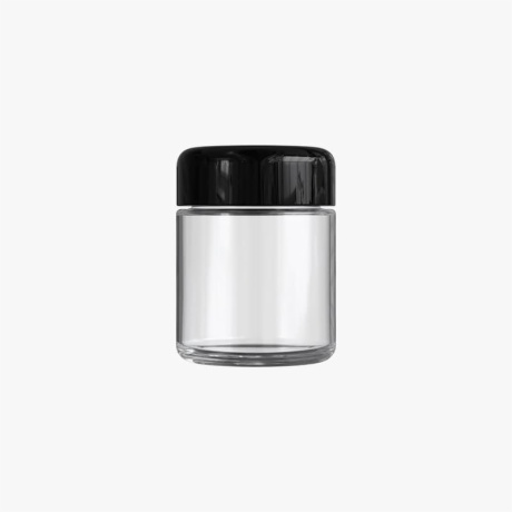3oz Child Resistant C-Class Jar with Plastic Shiny Black Lid