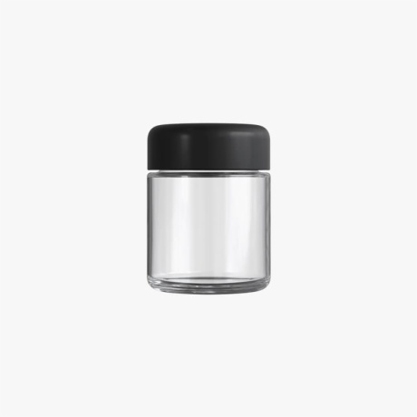 3oz Child Resistant Clear C-Class Jar with Plastic Matte Black Lid