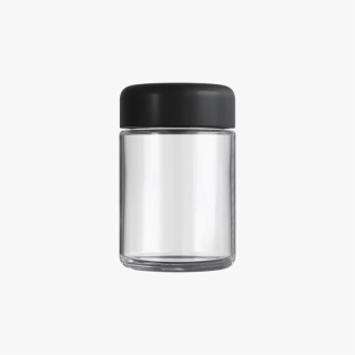 4oz Clear Glass Child Resistant C-Class Jar with Plastic Matte Black Lid