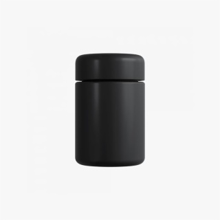 4oz Solid Black Glass Child Resistant C-Class Jar with Plastic Matte Black Lid