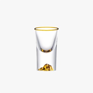 1.5 Oz Crystal Glass Cup with Decorative Gold Leaves