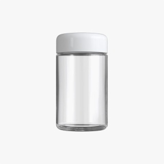 5oz Clear Glass Child Resistant C-Class Jar with Plastic Glossy White Lid