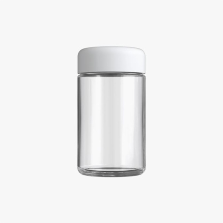 5oz Clear Glass Child Resistant C-Class Jar with Plastic Matte White Lid