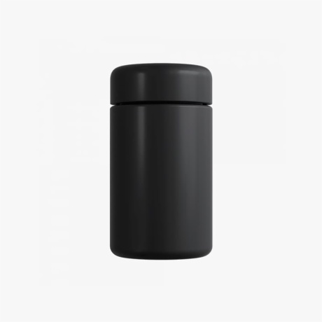 5oz Solid Black Glass Child Resistant C-Class Jar with Plastic Matte Black Lid