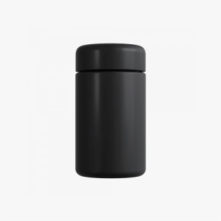 5oz Solid Black Glass Child Resistant C-Class Jar with Plastic Matte Black Lid