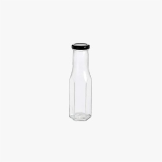 8.5oz (250 ml) Hexagon Tall Clear Glass Decanter with Black Lid