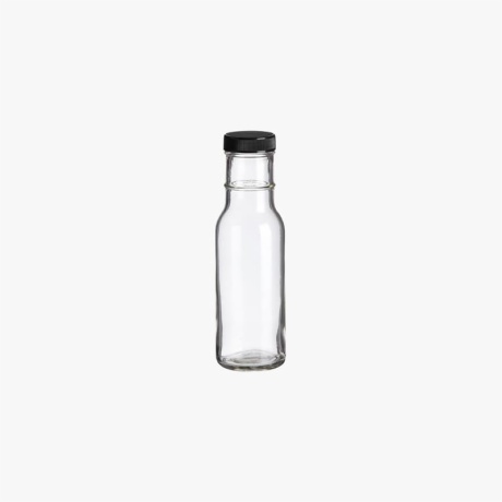 8.5oz (250 ml) Hexagon Tall Clear Glass Decanter with Black Lid