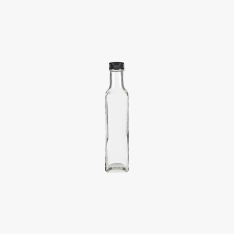8.5oz (250 ml) Square Glass Bottle with Black Cap
