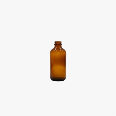 8 Ounce Amber Boston Round Glass Bottle
