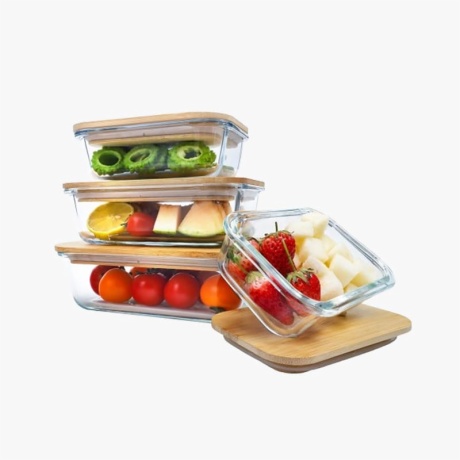 Bamboo Lid Lunch Box Glass Food Container